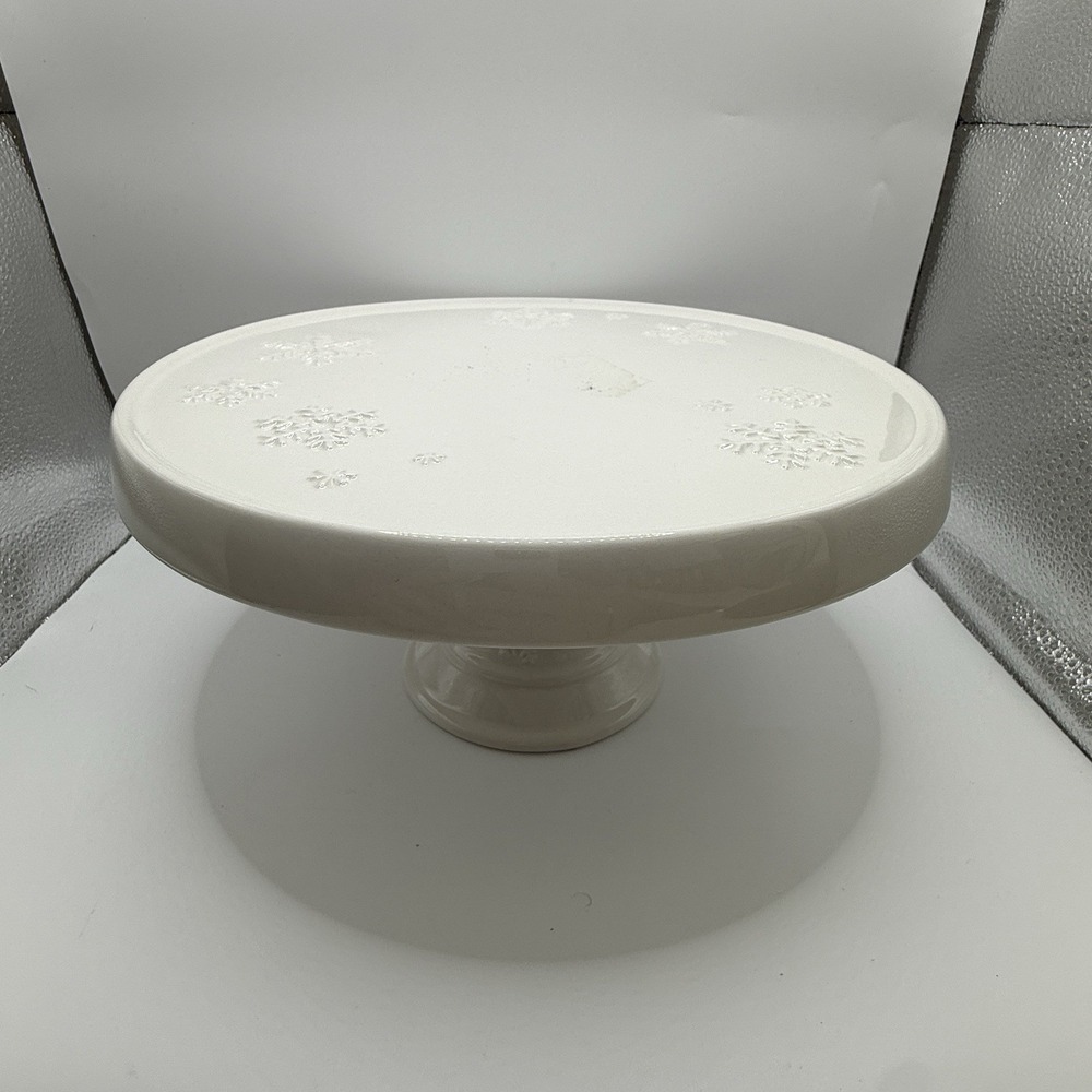 Christmas Hallmark Cake and Cupcake Plate Stand Snowflake‎ Ivory 9.5"